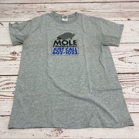 Gildan Mole Problems Call Shirt Grey With Mole Number Funny T-Shirt Size S - Picture 4 of 16